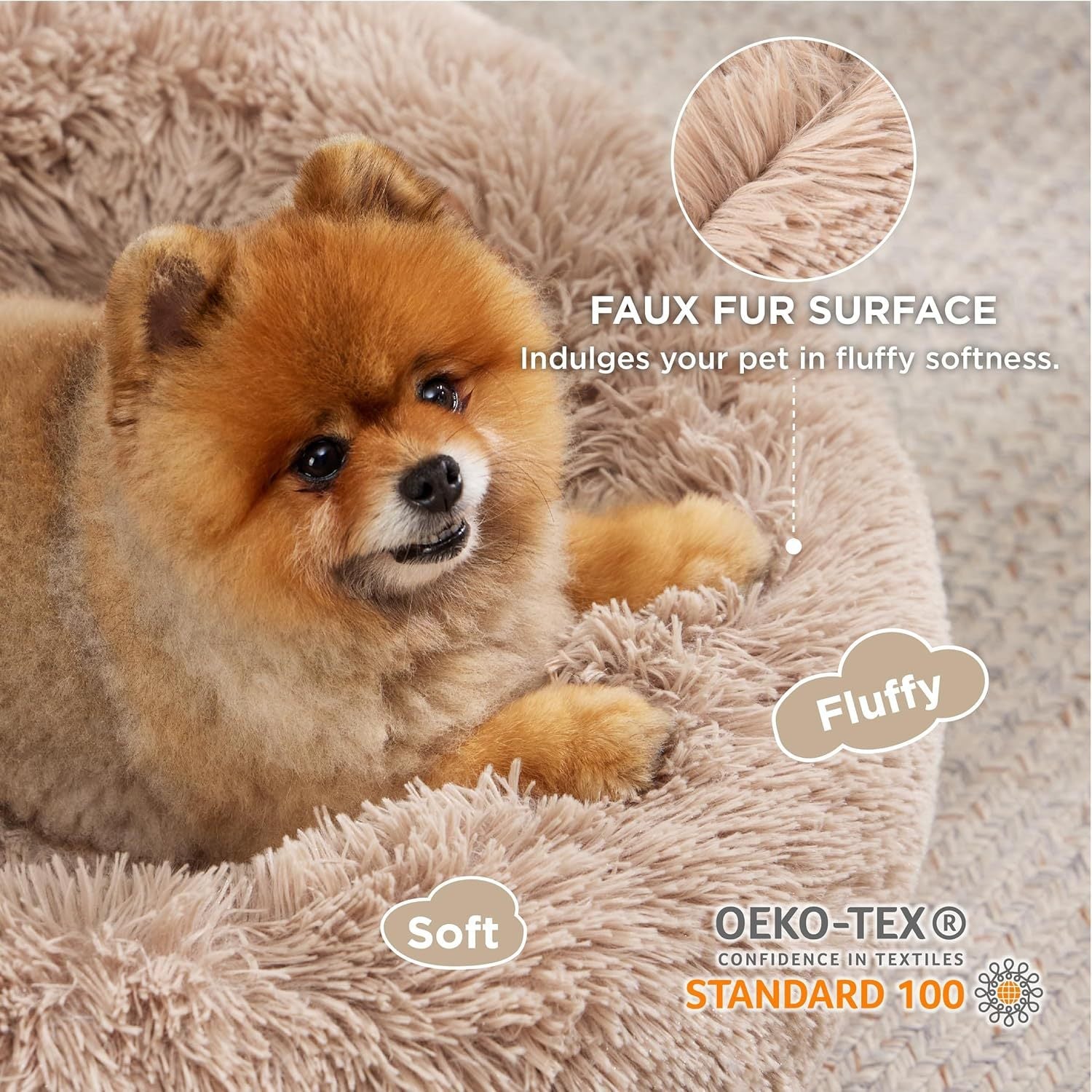 The Ultimate Comfort: Indoor Solid Color Non Slip Round Fluffy Plush Pet Bed
